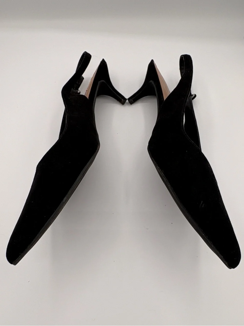 a new day Black Pointed Toe Slingback Kitten Heel - Suede Look